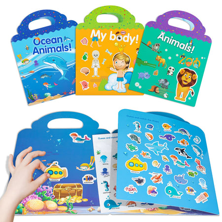 HahaGift Toys for 3 Year Old Girls Gifts,Sticker Book for 2 3 4 5 Year Old Girls Boys Gifts Learning Toys for Toddlers 1-3,Static Sticker for Montessori Toys for 1 2 3 Year Old Toddler Toys Age 2-4