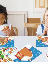 Make-a-Gingerbread House Stickers for Kids - Christmas Party Game/Craft/Activity/Favor/Supplies - 13 Finished Products
