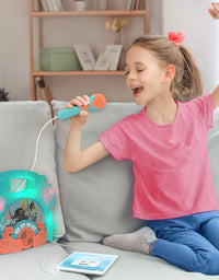 eKids Moana Sing Along Boom box Speaker with Microphone For Fans of Moana Toys, Kids Karaoke Machine with Built in Music and Flashing Lights , Montana
