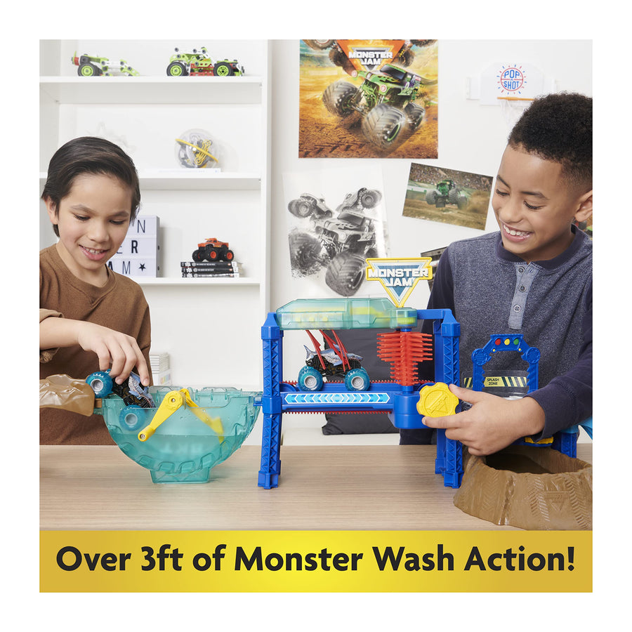 Monster Jam, Megalodon Monster Wash, Includes Color-Changing Megalodon Monster Truck, Interactive Water Play Kids Toys for Aged 3 and Up