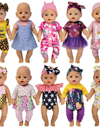Windolls 10 Sets 14-16 Inch Baby Doll Clothes Dress Outfits Headbands Accessories fits 43cm New Born Baby Doll, Bitty 15 inch Baby Doll, American 18 Inch Girl Doll
