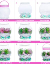 DIY Light up Unicorn Terrarium Kit for Kids with LED Light - Create Your Own Magical Mini Plant Garden in a Jar - Unicorn Gifts For Girls - Crafts, Kits, Unicorn Stuff, Bedroom Decor
