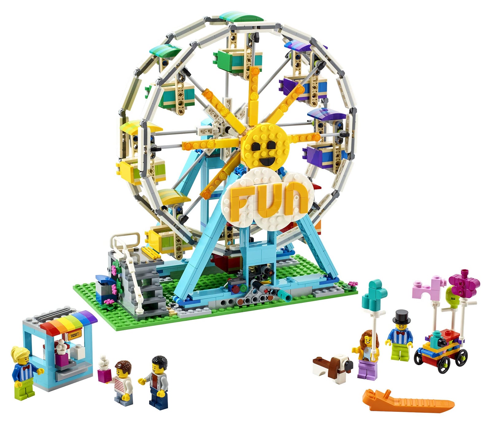 LEGO Creator 3in1 Ferris Wheel 31119 Building Kit with Rebuildable Toy Bumper Cars, Boat Swing and 5 Minifigures; New 2021 (1,002 Pieces)