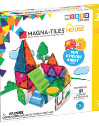 Magna-Tiles House Set, The Original Magnetic Building Tiles For Creative Open-Ended Play, Educational Toys For Children Ages 3 Years + (28 Pieces + Reusable Silicone Stickers)
