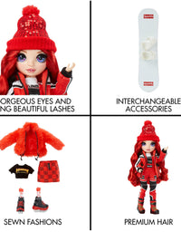 Rainbow High Winter Break Ruby Anderson – Red Fashion Doll and Playset with 2 Designer Outfits, Snowboard and Accessories, Gift for Kids and Collectors, Toys for Girls Ages 6 7 8+ to 12 Years Old
