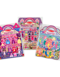 Melissa & Doug Puffy Sticker Activity Books Set: Dress-Up, Princess, Mermaid - 208 Reusable Stickers
