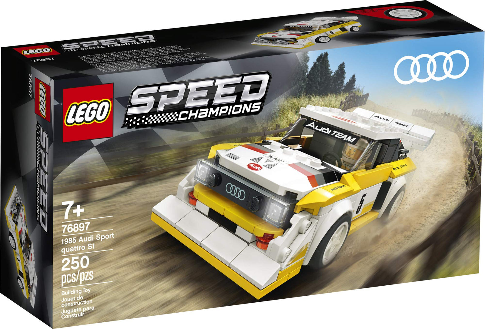 LEGO Speed Champions 1985 Audi Sport Quattro S1 76897 Toy Cars for Kids Building Kit Featuring Driver Minifigure (250 Pieces)