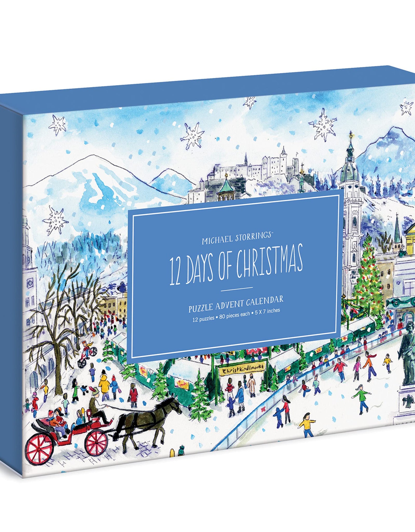 Michael Storrings 12 Days of Christmas Advent Calendar Puzzle, Includes 12 80-Piece Puzzles, 5” x 7” Each – Unique Holiday Jigsaw Puzzle Set with Thick, Sturdy Pieces