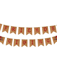 Friendsgiving Garland Party Decoration Set Including 2 Banner Hanging Garland, 6 Foil Swirls with Decorative Hanging Cutouts for Thanksgiving Holiday Decor
