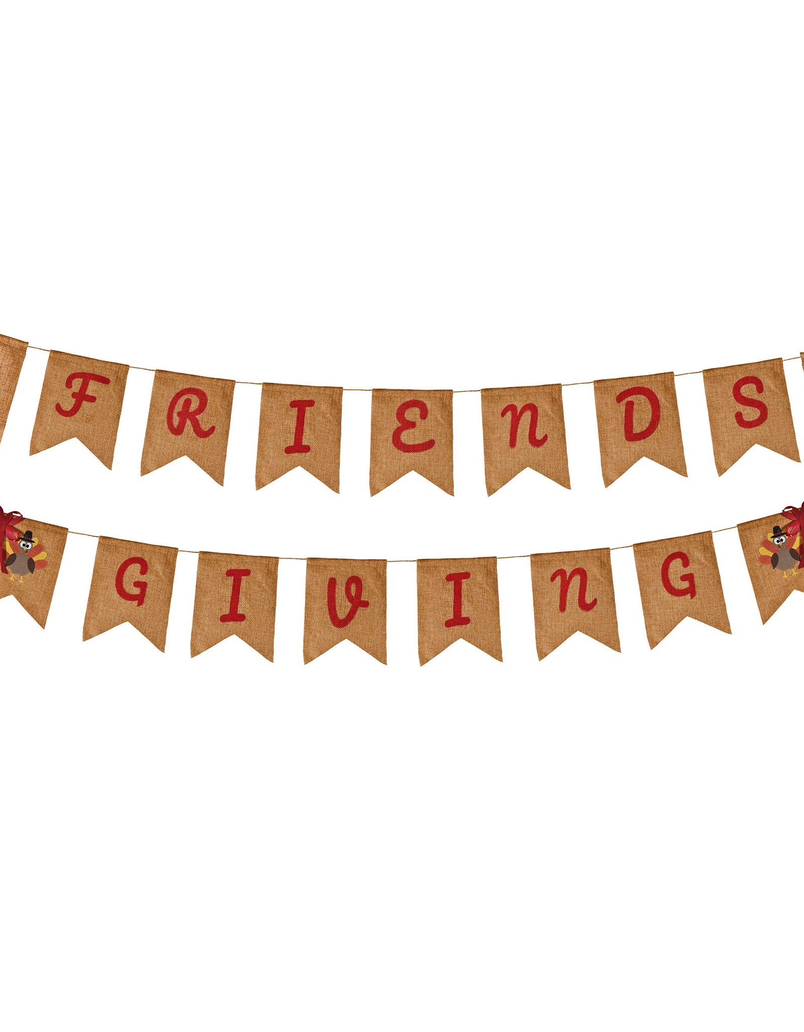 Friendsgiving Garland Party Decoration Set Including 2 Banner Hanging Garland, 6 Foil Swirls with Decorative Hanging Cutouts for Thanksgiving Holiday Decor