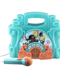 eKids Moana Sing Along Boom box Speaker with Microphone For Fans of Moana Toys, Kids Karaoke Machine with Built in Music and Flashing Lights , Montana
