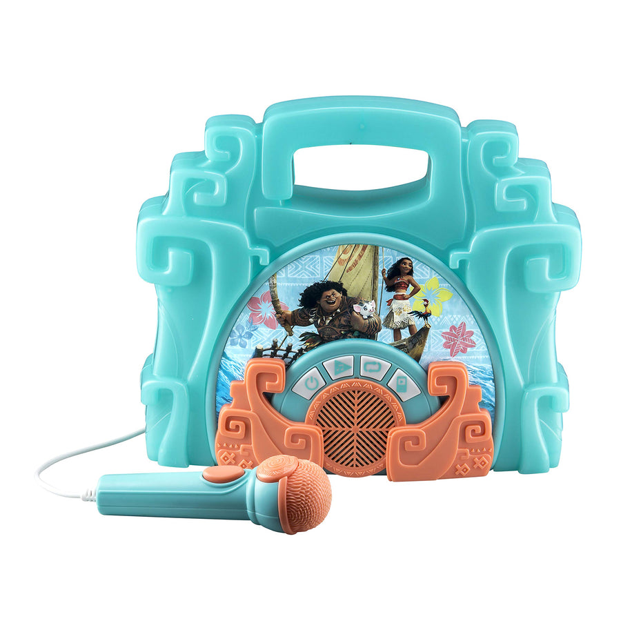 eKids Moana Sing Along Boom box Speaker with Microphone For Fans of Moana Toys, Kids Karaoke Machine with Built in Music and Flashing Lights , Montana
