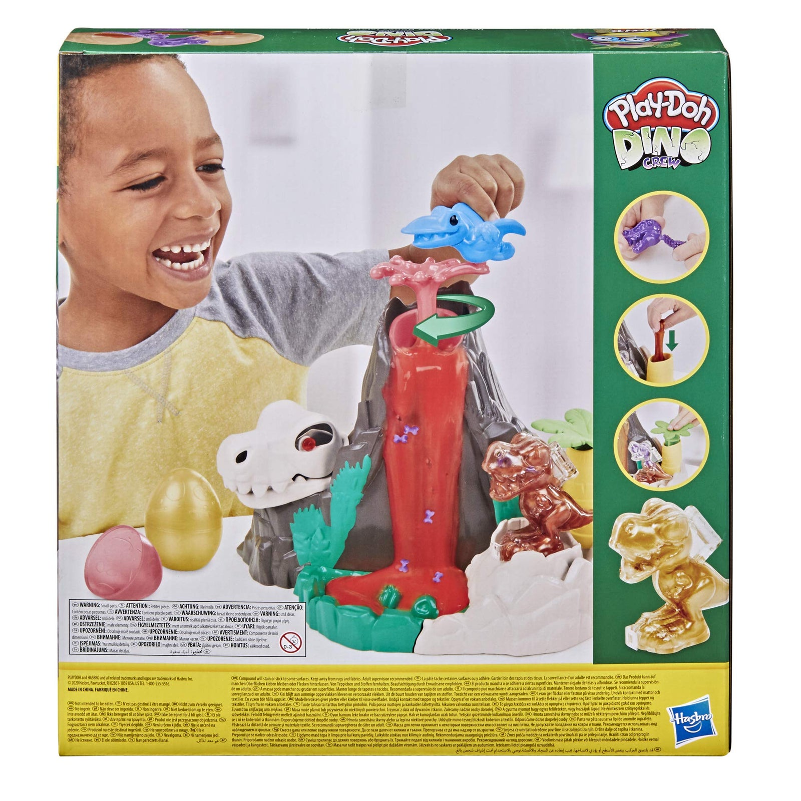 Play-Doh Slime Dino Crew Lava Bones Island Volcano Playset with HydroGlitz Eggs and Mix-ins, Dinosaur Toy for Kids 4 Years and Up, Non-Toxic