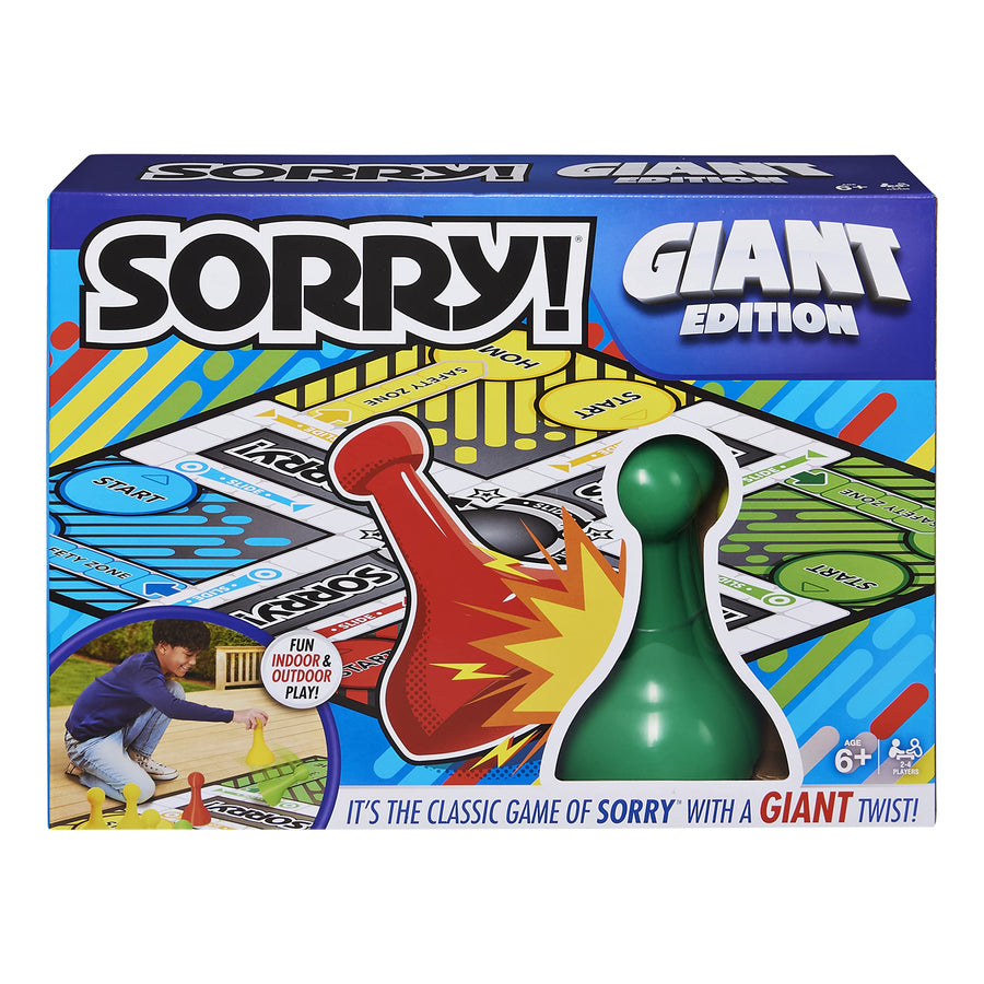 Giant Sorry! Classic Family Board Game Indoor Outdoor Retro Party Activity with Oversized Gameboard & Pieces, for Kids and Adults Ages 6 & up