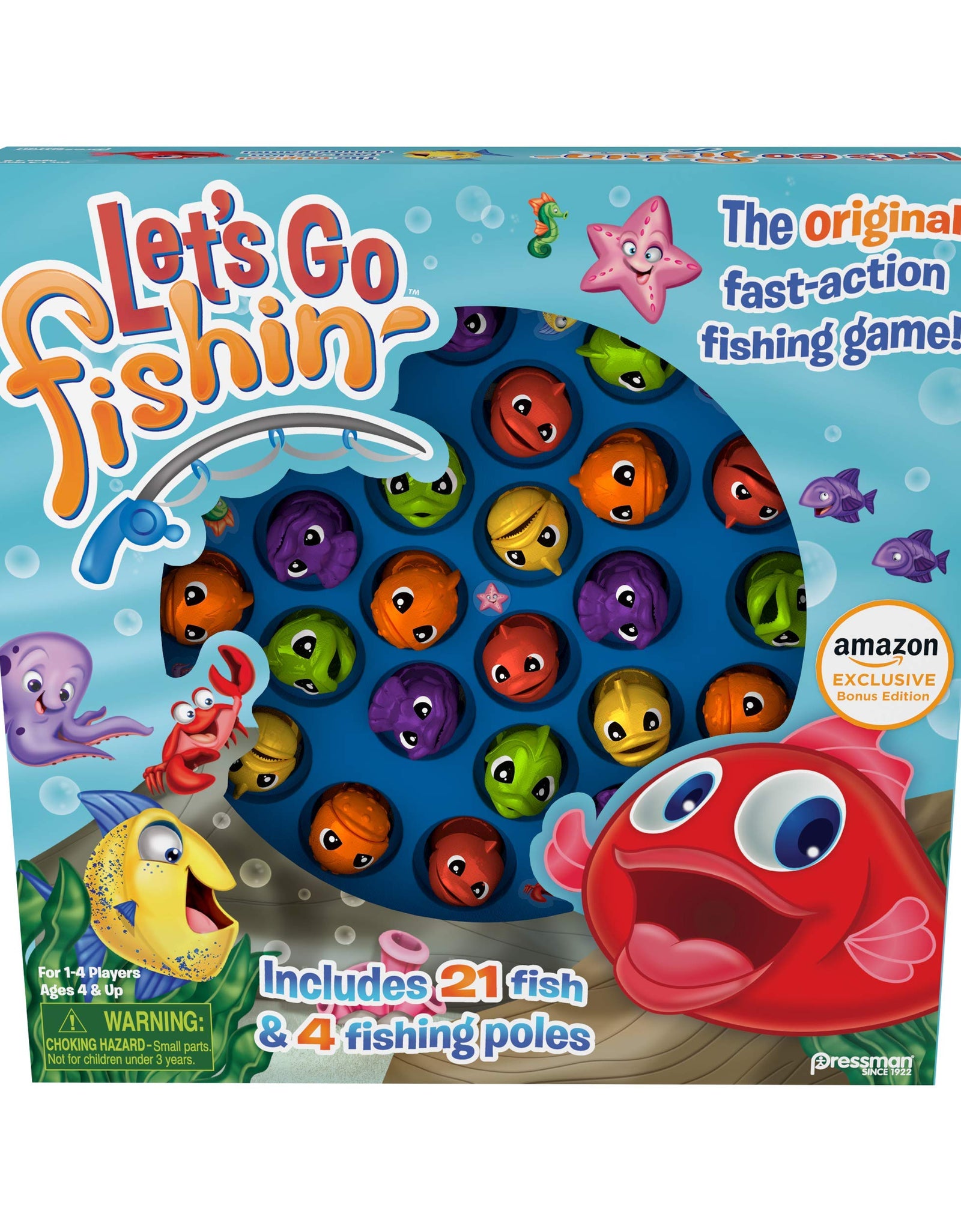 Pressman Amazon Exclusive Bonus Edition Let's Go Fishin' - Includes Lucky Ducks Make-A-Match Game!