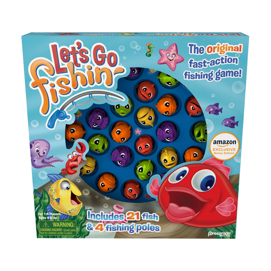 Pressman Amazon Exclusive Bonus Edition Let's Go Fishin' - Includes Lucky Ducks Make-A-Match Game!