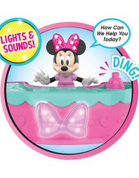 Minnie Mouse Bow-Tel Hotel, 2-Sided Playset with Lights, Sounds, and Elevator, 20 Pieces, Includes Minnie Mouse, Daisy Duck, and Snowpuff Figures, by Just Play
