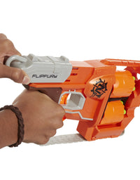 NERF Zombie Strike FlipFury Blaster -- 2 Flipping 6-Dart Drums -- Fire 6 Darts, Flip, Fire 6 More -- 12 Zombie Strike Elite Darts
