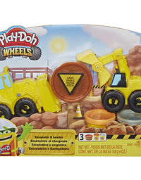 Play-Doh Wheels Excavator and Loader Toy Construction Trucks with Non-Toxic Sand Buildin' Compound Plus 2 Additional Colors (Amazon Exclusive)
