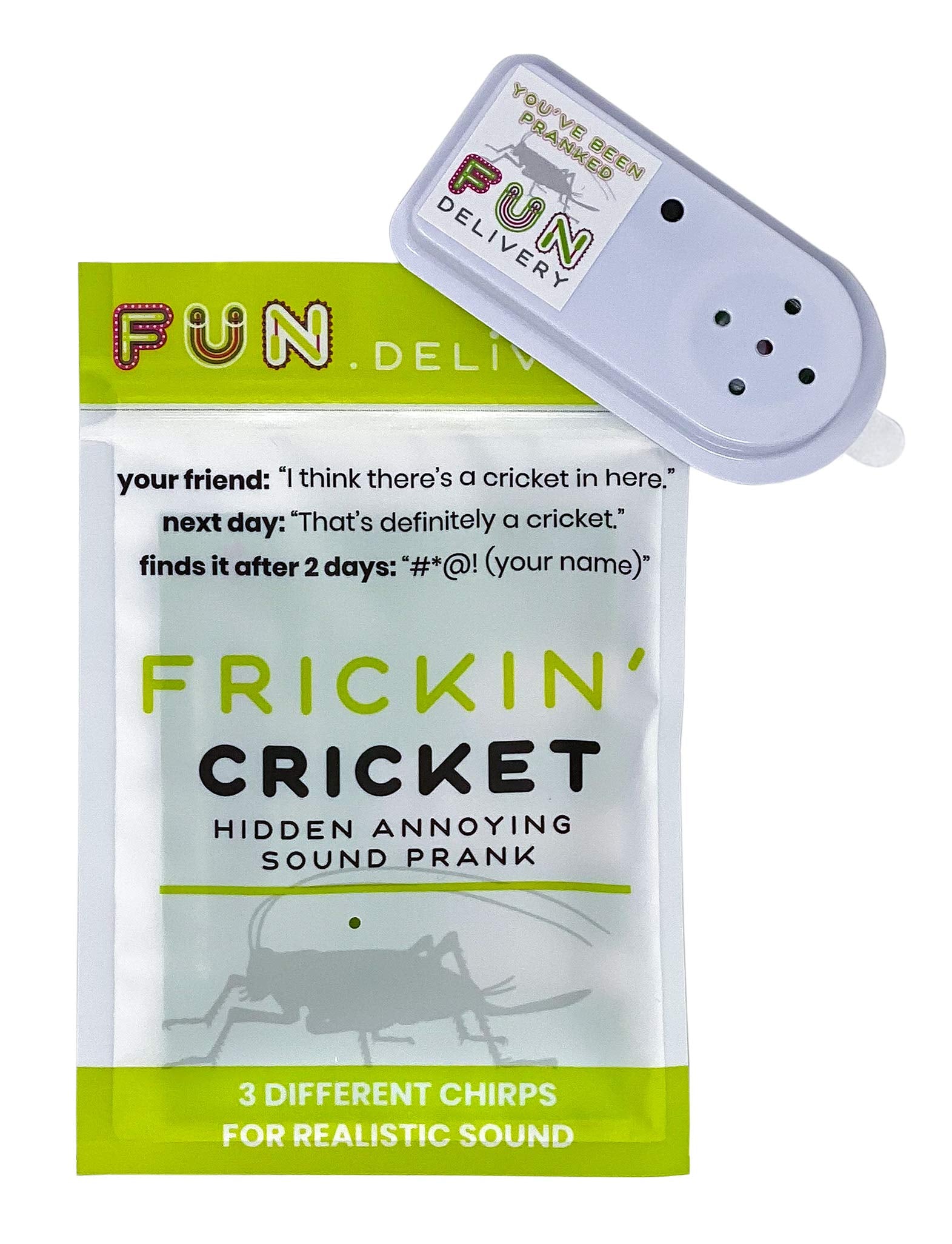 FUN delivery: Frickin' Cricket Hidden Annoying Chirping Joke Gag Prank Sound