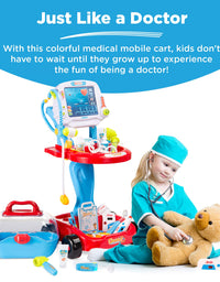 Best Choice Products Play Doctor Kit for Kids, Pretend Medical Station Set for Boys & Girls with Carrying Case, 17 Accessories Mobile Cart, LED EKG, Thermometer, Stethoscope, Pulse Machine
