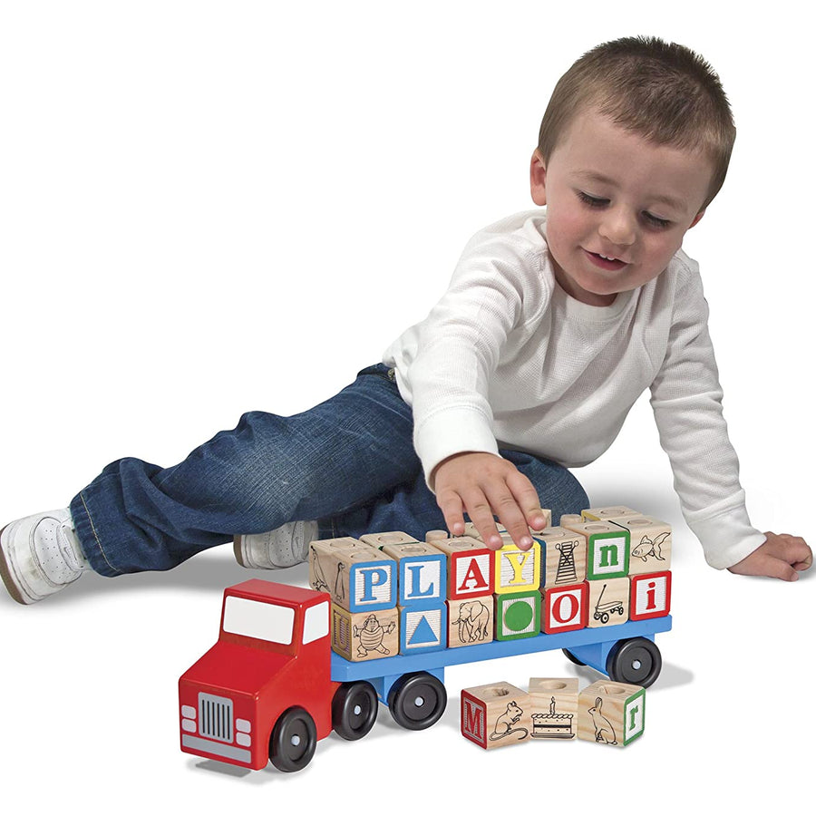 Melissa & Doug Alphabet Blocks Wooden Truck Educational Toy