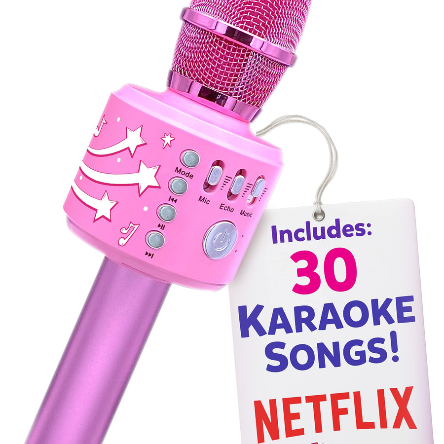 Move2Play Bluetooth & 30 Famous Songs Kids Karaoke Microphone, Gift for Girls Age 4 5 6 7 8 Years Olds