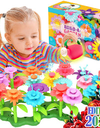 FUNZBO Flower Garden Building Toys for Girls - STEM Toy Gardening Pretend Gift for Kids - Stacking Game for Toddlers playset - Educational Activity for Preschool Children Age 3 4 5 6 7 Year Old Boys
