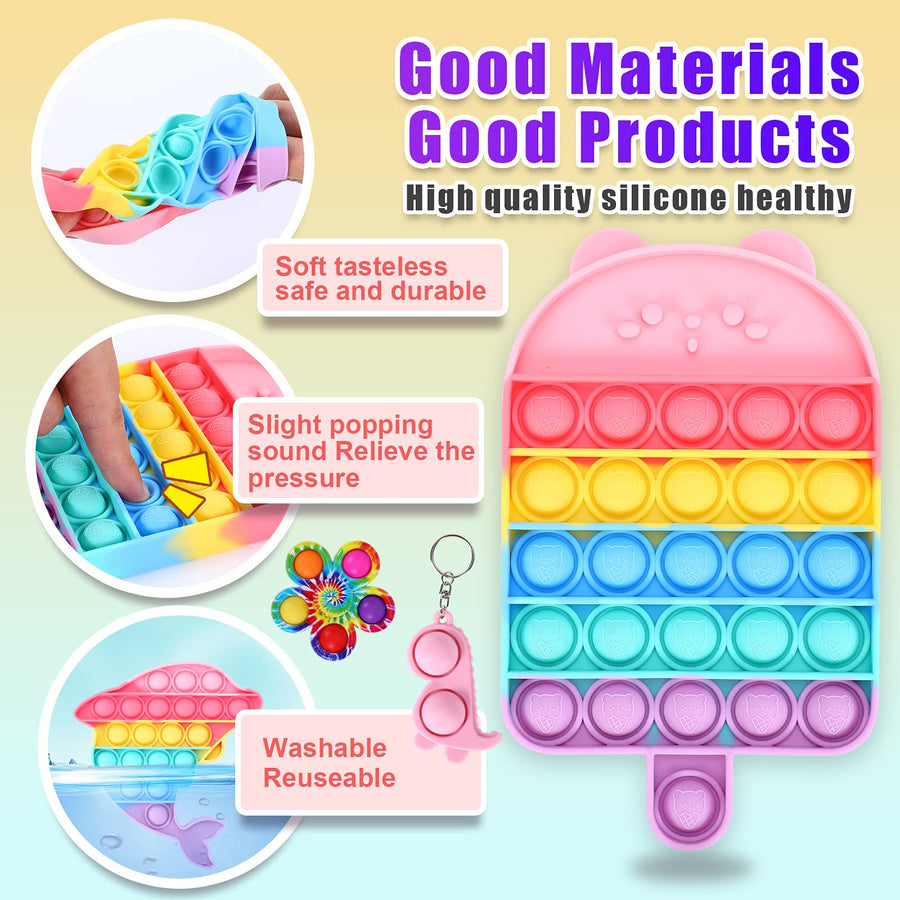 13 PCS Pop Bubble Fidget Sensory Toy, Push Fidget Toy for Kids, Squeeze Sensory Toy Autism Special Needs Stress Reliever,Easy to Carry Stress and Anxiety Relief Handheld Toys Set for Kids and Adults