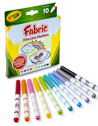 Crayola Fabric Markers, At Home Crafts for Kids, Fine Tip, Assorted Colors, Set of 10
