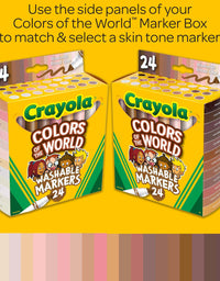 Crayola Colors of The World Markers 24 Count, Washable Skin Tone Markers, 24, Stocking Stuffers, Gift
