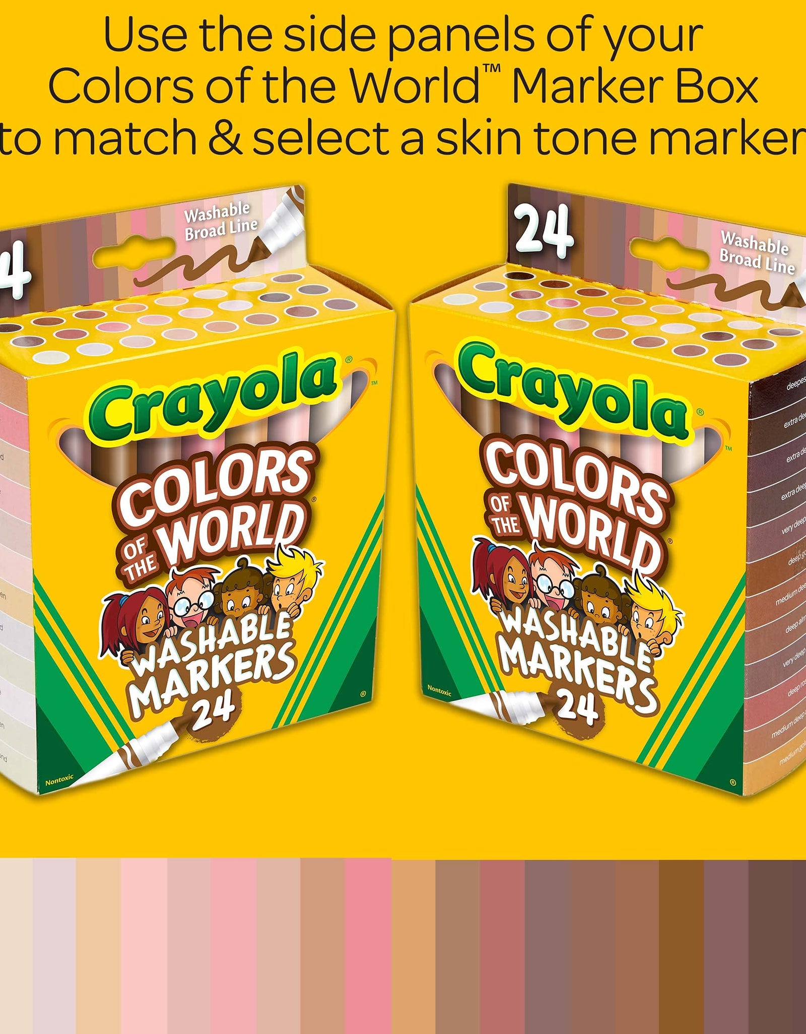 Crayola Colors of The World Markers 24 Count, Washable Skin Tone Markers, 24, Stocking Stuffers, Gift
