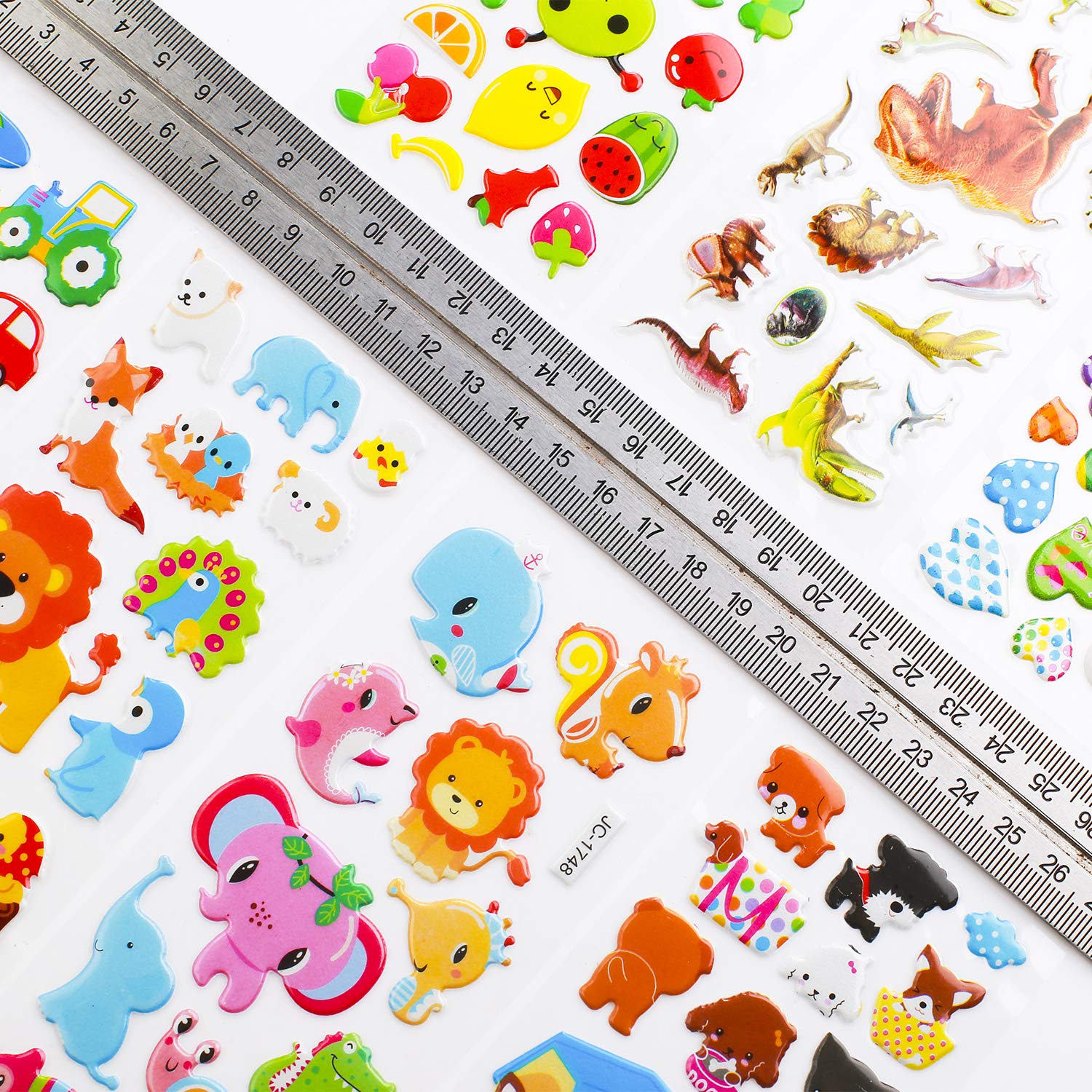 3D Stickers for Kids Toddlers 550+ Vivid Puffy Kids Stickers 24 Different Sheets, Colored 3D Stickers for Boys Girls Teachers, Reward, Craft Scrapbooking