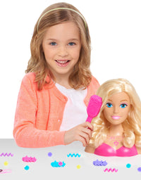 Barbie Fashionistas 8-Inch Styling Head, Blonde, 20 Pieces Include Styling Accessories, Hair Styling for Kids, by Just Play
