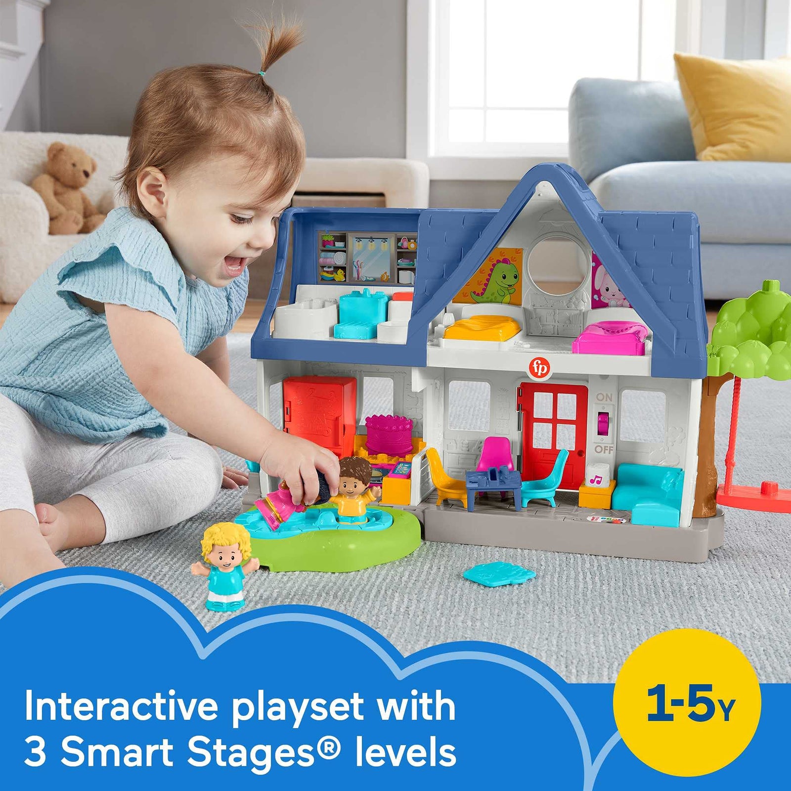 Fisher-Price Little People Friends Together Play House, Electronic Playset with Smart Stages Learning Content for Toddlers and Preschool Kids