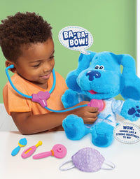 Blue's Clues & You! Check-Up Time Blue Lights and Sounds Interactive 13-Inch Plush, 7-Piece Pretend Play Doctor Set, by Just Play
