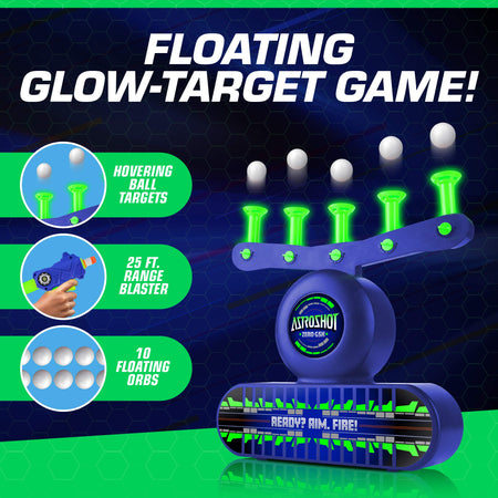USA Toyz AstroShot Zero GSX Shooting Games for Kids - Nerf Compatible Glow in The Dark Floating Ball Targets for Shooting with Foam Blaster Toy Gun, 10 Floating Ball Targets, and 5 Flip Targets