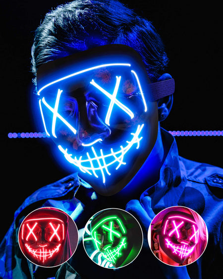 Lizber Halloween Mask Costume, Led Light Up Mask, Scary Hacker Anonymous Mask