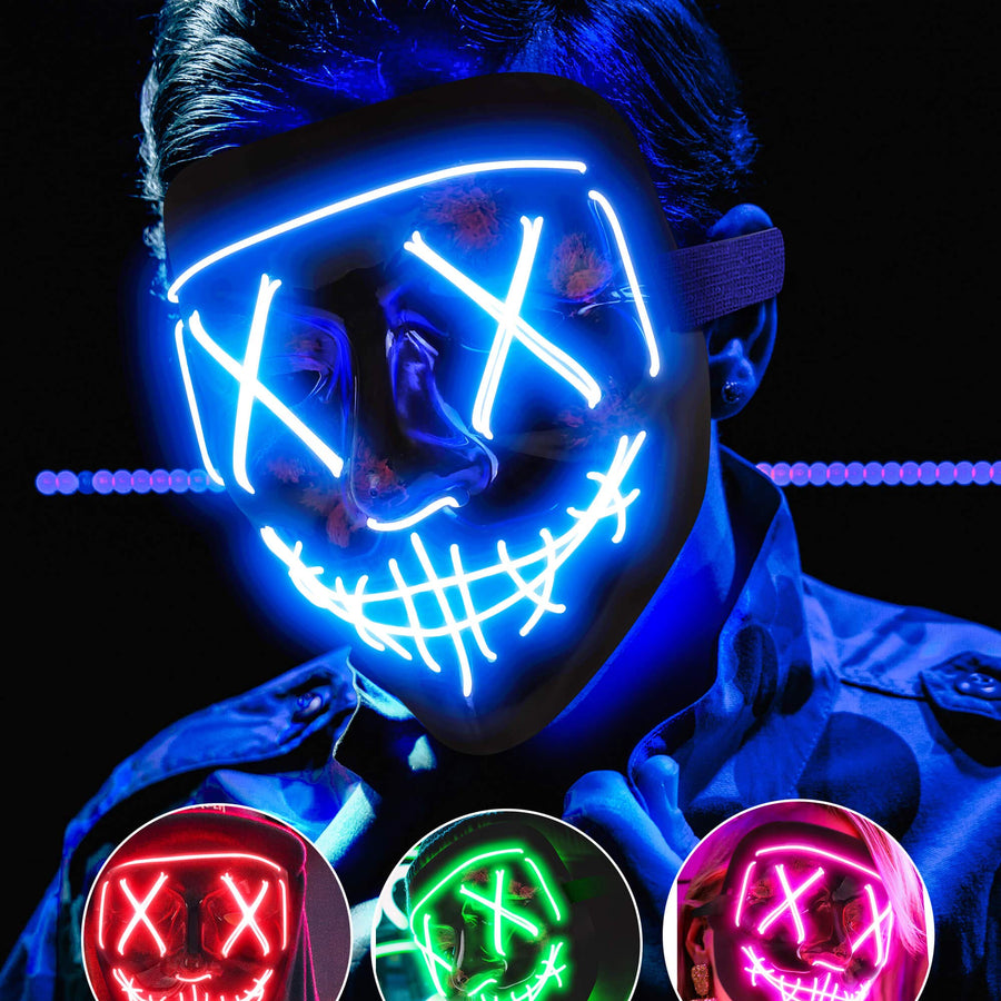 Lizber Halloween Mask Costume, Led Light Up Mask, Scary Hacker Anonymous Mask