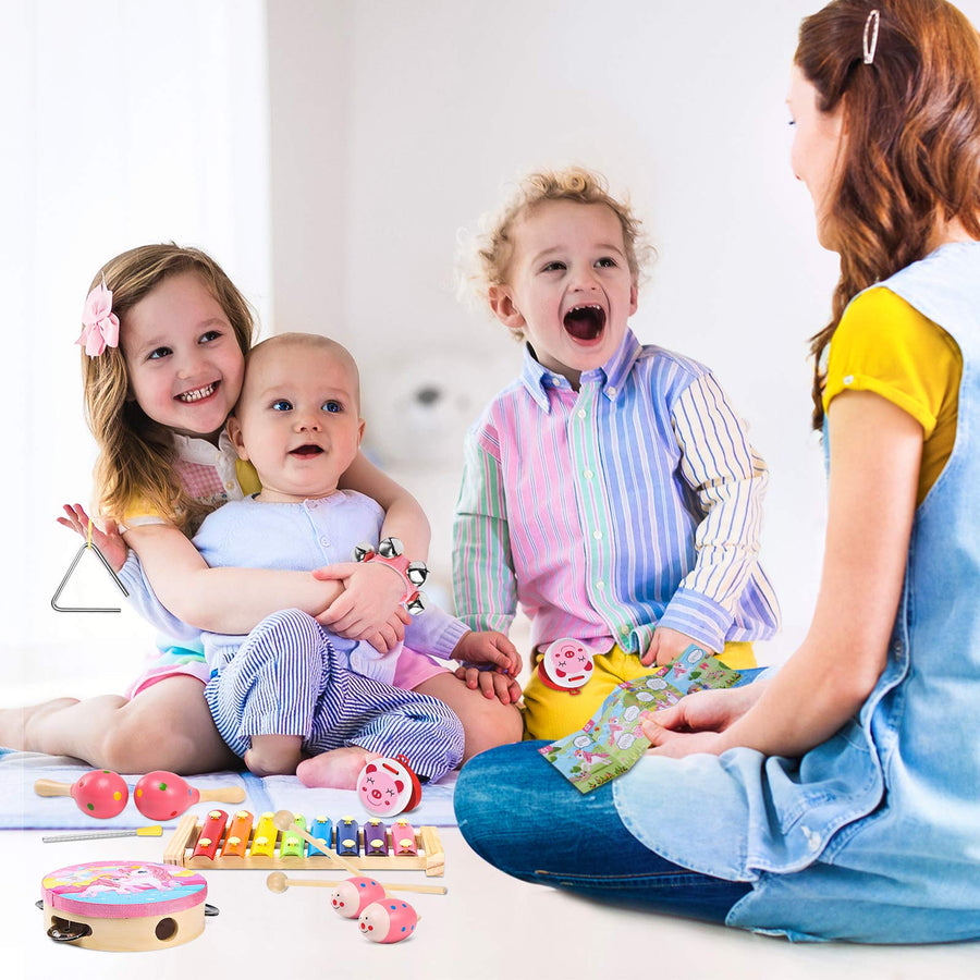 oathx Baby Girl Gifts /Toddler Musical Instruments Ages 1-3 /Baby Music Toys 6-12-9-18 Months Infant /1st Birthday Girl Gifts for 1 2 Year Old/Kids Preschool Educational Learning Toys Drum, Xylophone