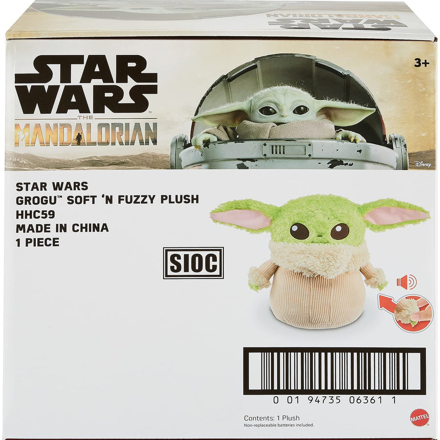 Star Wars Grogu Soft ‘N Fuzzy Plush, Fan Favorite Character, Push Hand & It Makes Noises, Collectible Gift for Fans, Collectors & Kids 3 Years & Up [Amazon Exclusive]