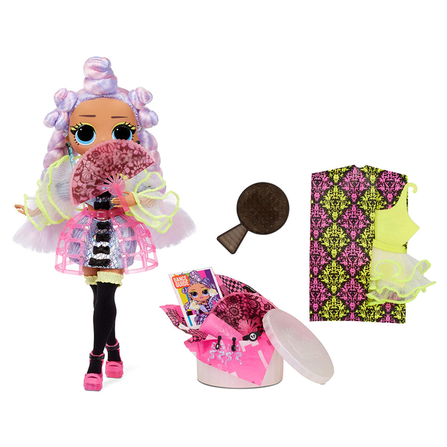 LOL Surprise OMG Dance Dance Dance Miss Royale Fashion Doll with 15 Surprises Including Magic Black Light, Shoes, Hair Brush, Doll Stand and TV Package - Great Gift for Girls Ages 4+