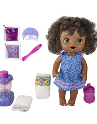 Baby Alive Magical Mixer Baby Doll Berry Shake with Blender Accessories, Drinks, Wets, Eats, Black Hair Toy for Kids Ages 3 and Up

