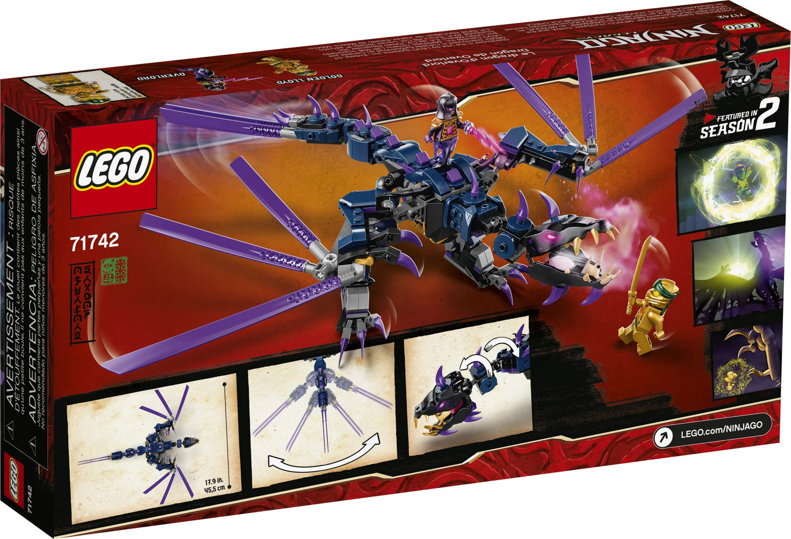 LEGO NINJAGO Legacy Overlord Dragon 71742 Ninja Playset Building Kit Featuring Posable Dragon Toy, New 2021 (372 Pieces)