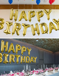 Happy Birthday Banner (3D Gold Lettering) Mylar Foil Letters | Inflatable Party Decor and Event Decorations for Kids and Adults | Reusable, Ecofriendly Fun
