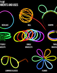 iGlow Glow Sticks Bulk Party Pack Multicolor Non Toxic 233 Pieces Light Stick Set
