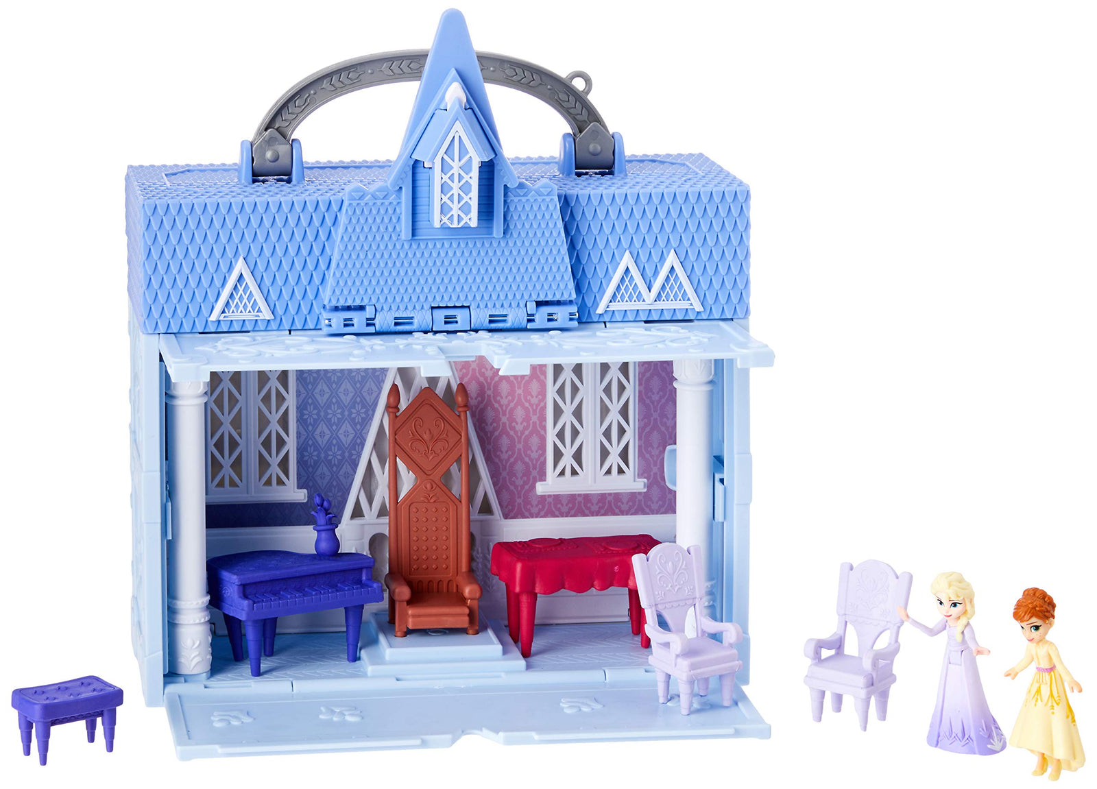 Disney Frozen Pop Adventures Arendelle Castle Playset with Handle, Including Elsa Doll, Anna Doll, & 7 Accessories - Toy for Kids Ages 3 & Up , Blue