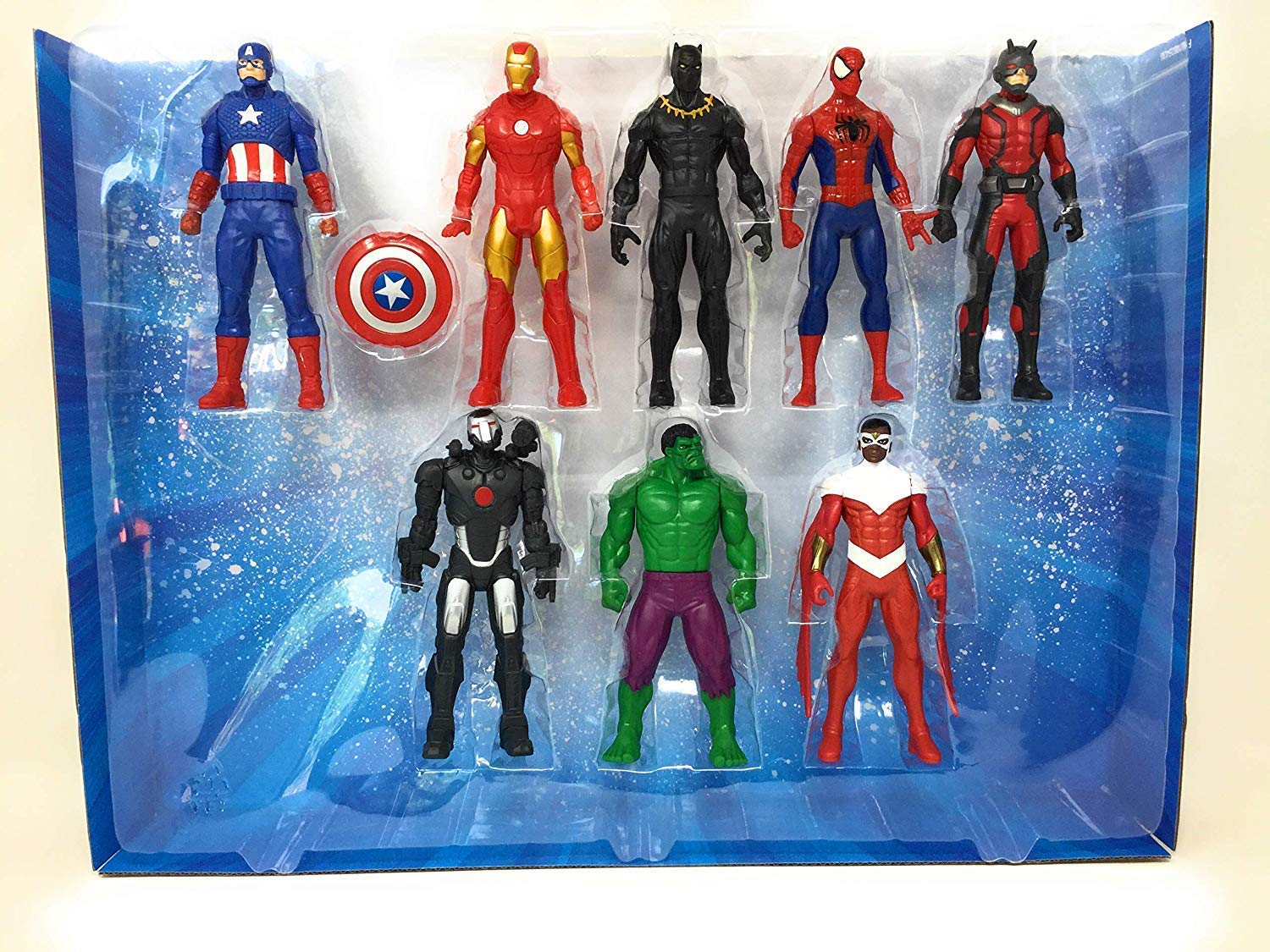 Marvel Avengers Action Figures - Iron Man, Hulk, Black Panther, Captain America, Spider Man, Ant Man, War Machine & Falcon! (8 Action Figures)