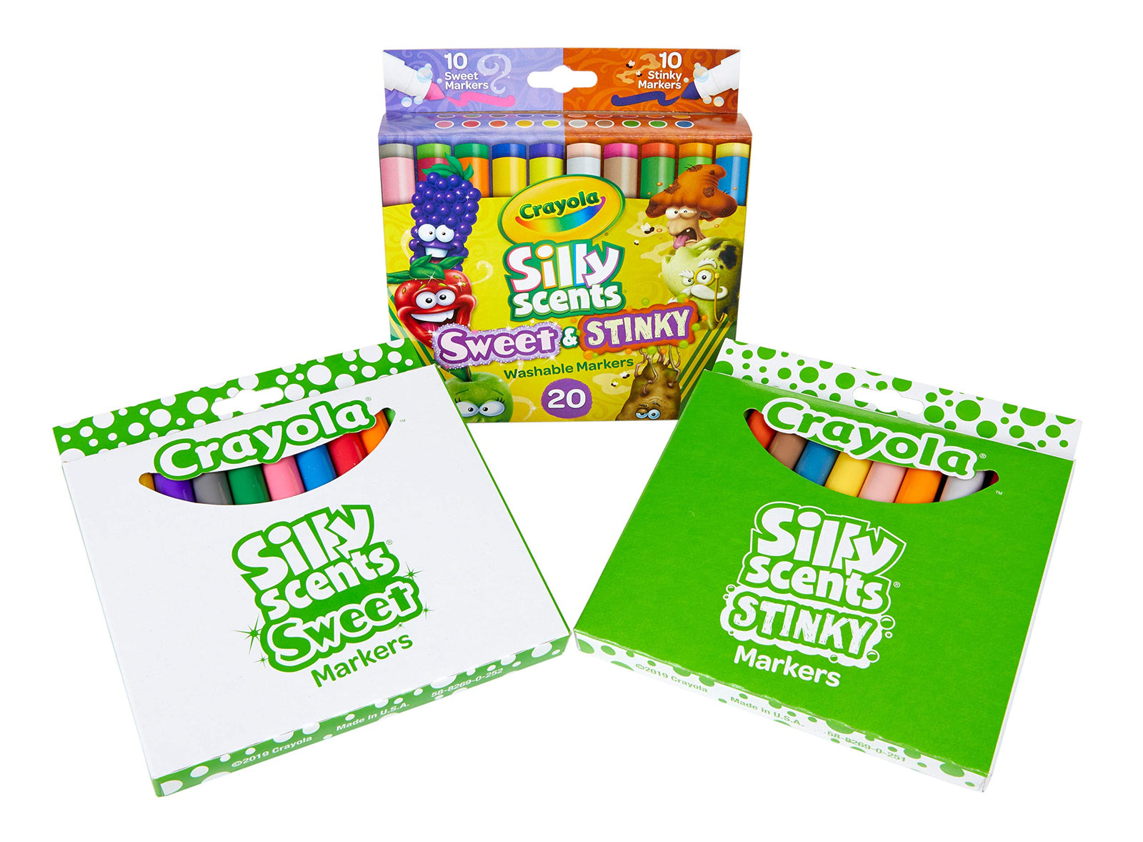 Crayola Silly Scents Sweet & Stinky Scented Markers, 20Count, Washable Markers, Gift for Kids, Age 3, 4, 5, 6