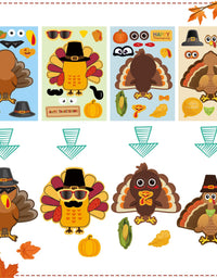 Make-A-Turkey Stickers Thanksgiving Party Favors Supplies 368pcs-DIY Stickers for Kids Turkey Games Crafts Stickers Autumn Fall Harvest Halloween Thanksgiving Decorations 32 Sheets

